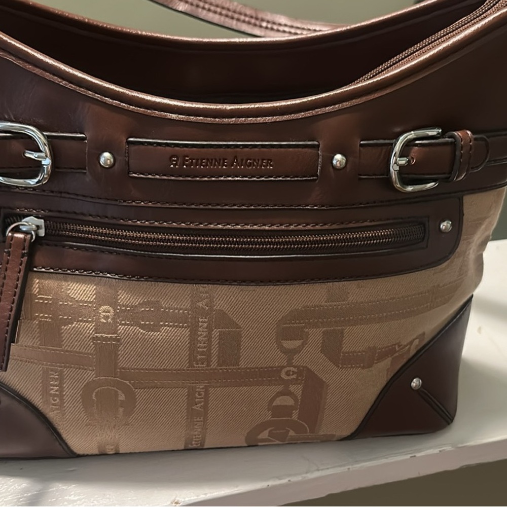 Etienne Aigner Chocolate and Beige Handbag